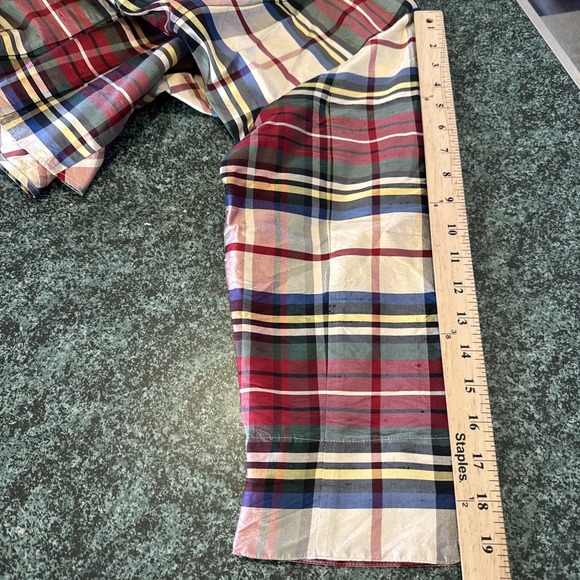Coldwater Creek Top Sz L Plaid 100% Silk Button Front Blouse Tartan Multi Red - Picture 15 of 16